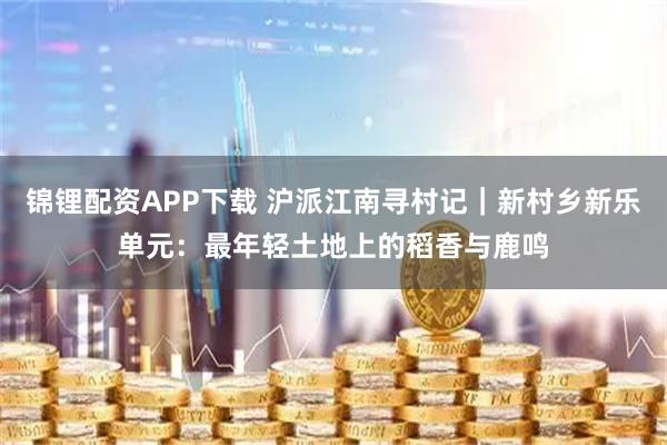 锦锂配资APP下载 沪派江南寻村记｜新村乡新乐单元：最年轻土地上的稻香与鹿鸣